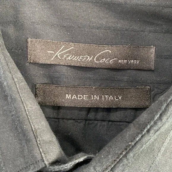 Kenneth Cole Made In Italy Black Dress Shirt. Large - Picture 2 of 7